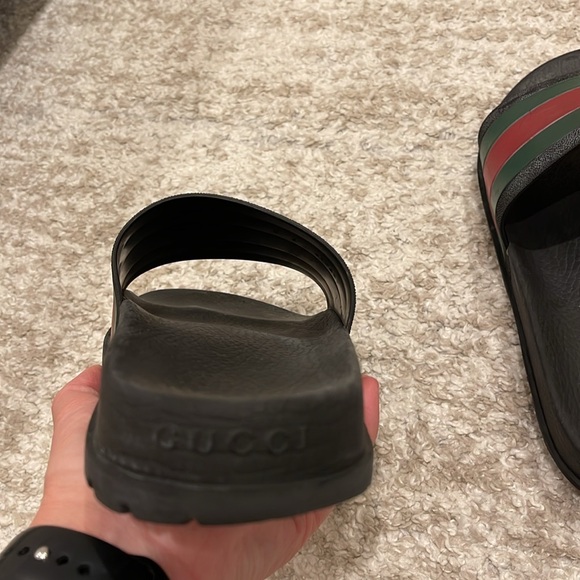 GUCCI MENS WEB RUBBER SLIDE SANDAL size 9 G - Picture 11 of 13